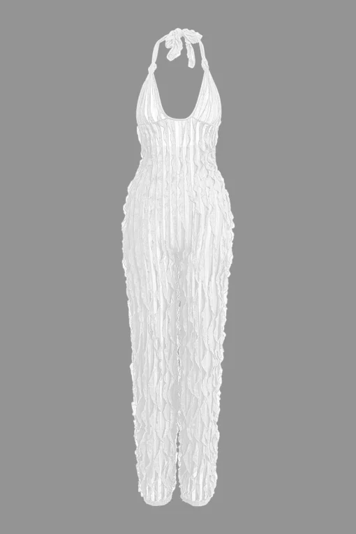 MICAS Jumpsuits & Rompers-Ruffle Knot Halter Backless Jumpsuit