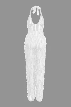 MICAS Jumpsuits & Rompers-Ruffle Knot Halter Backless Jumpsuit
