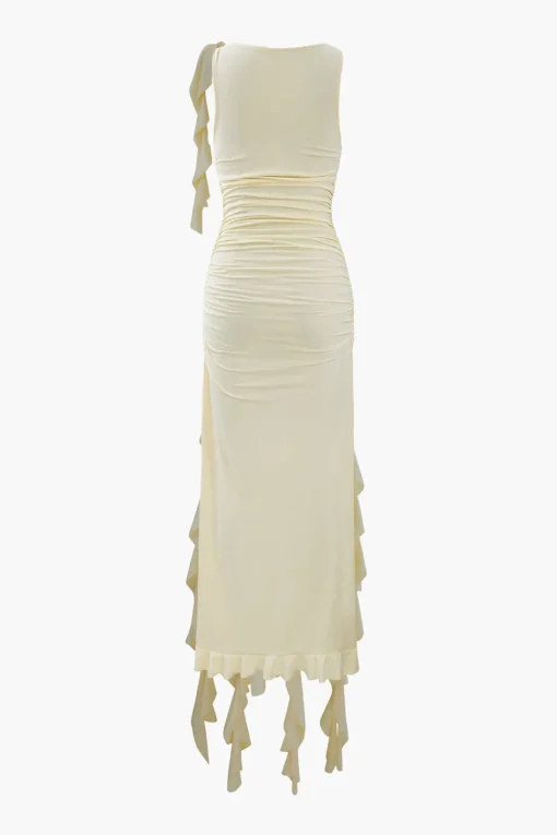 MICAS Maxi Dresses-Ruffled Hem Slit Maxi Dress