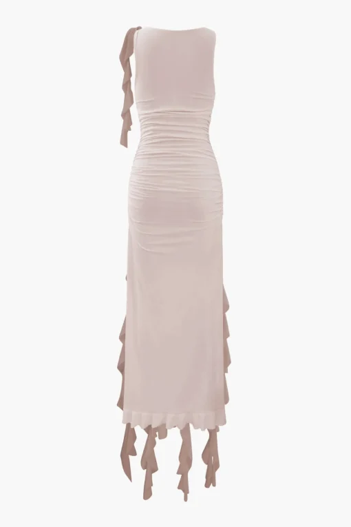 MICAS Maxi Dresses-Ruffled Hem Slit Maxi Dress