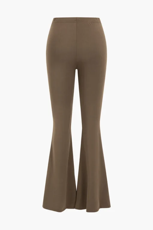 MICAS Pant Sets-Ruffled Long Sleeve Top And Flared Trouser Set BROWN