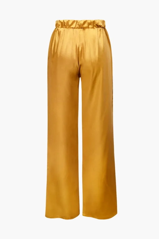 MICAS Pant Sets-Satin Button Up Long Sleeve Shirt And Pants Set