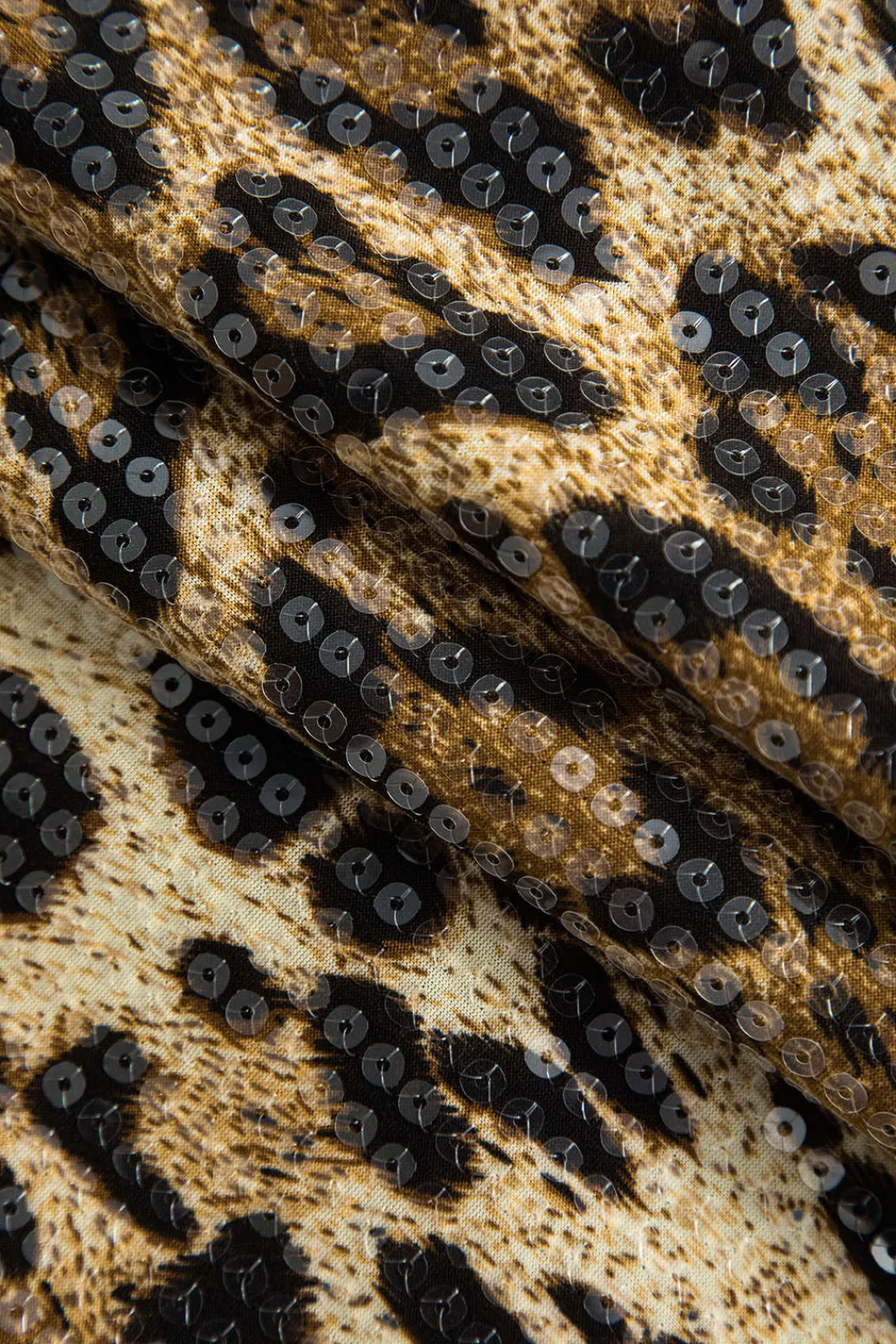 MICAS Skirts-Sequin Leopard Print Mini Skirt Contrast Color