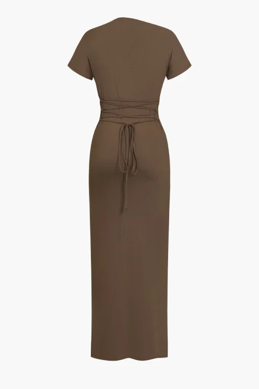 MICAS Maxi Dresses-Solid Asymmetrical Knot Maxi Dress