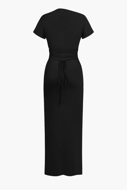 MICAS Maxi Dresses-Solid Asymmetrical Knot Maxi Dress