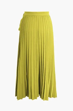 MICAS Skirts-Solid Asymmetrical Pleated Skirt