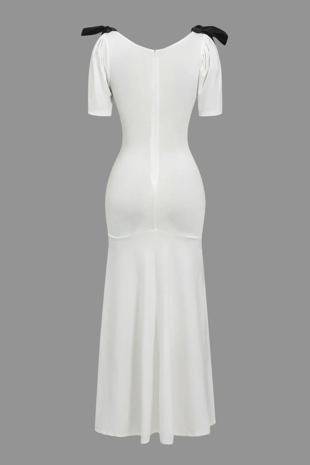 MICAS Maxi Dresses-Solid Bow Tie-Up Maxi Dress WHITE
