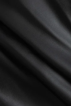 MICAS Skirts-Solid Faux Leather Ruched Skirt