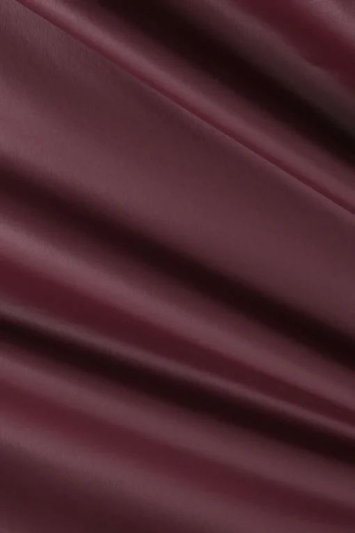 MICAS Skirts-Solid Faux Leather Ruched Skirt BURGUNDY