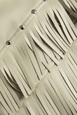 MICAS Skirts-Solid Fringe Studded Skirt IVORY