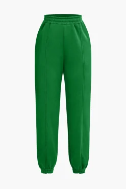 MICAS Pant Sets-Solid Hooded Cut Out Sweatshirt And Elastic Pants Set