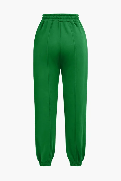 MICAS Pant Sets-Solid Hooded Cut Out Sweatshirt And Elastic Pants Set