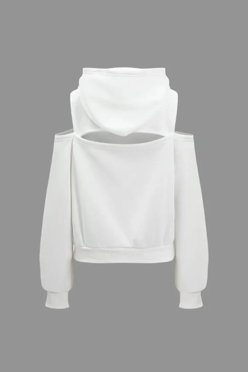 MICAS Pant Sets-Solid Hooded Cut Out Sweatshirt And Elastic Pants Set
