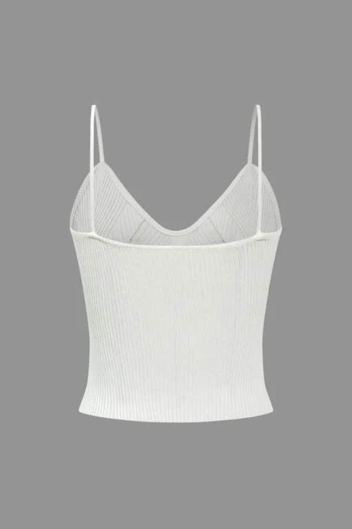 MICAS Knitwear|Knit Tops-Solid Knit Button Cami Top IVORY