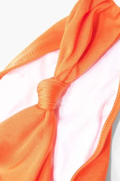 MICAS Swimwear-Solid Knot Tie Back Bikini Set ORANGE