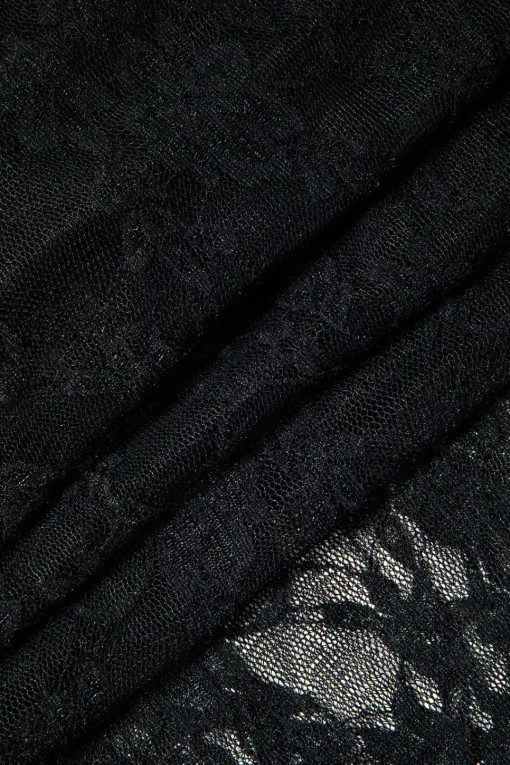MICAS Skirt Sets-Solid Lace Tie-Up Skirt Set BLACK