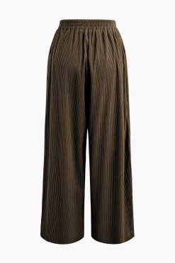 MICAS Pants-Solid Pleated Wide Leg Pants