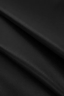 MICAS Mini Dresses-Solid PU Leather Button Mini Dress