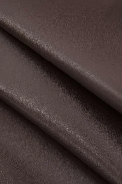 MICAS Mini Dresses-Solid PU Leather Button Mini Dress