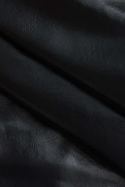 MICAS Mini Dresses-Solid Pu Patchwork Ruched Zipper Mini Dress