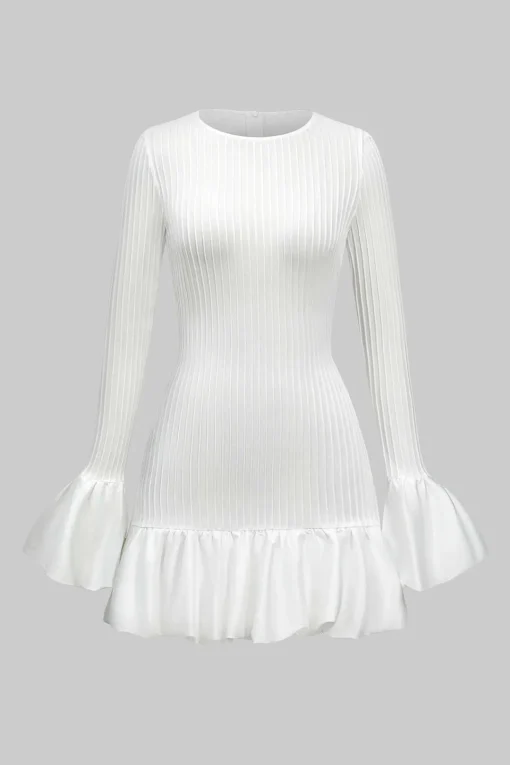 MICAS Long Sleeve Dresses|Mini Dresses-Solid Puff Bell Sleeve Mini Dress