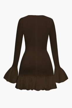 MICAS Long Sleeve Dresses|Mini Dresses-Solid Puff Bell Sleeve Mini Dress