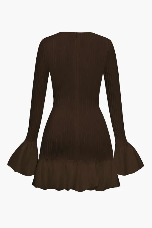 MICAS Long Sleeve Dresses|Mini Dresses-Solid Puff Bell Sleeve Mini Dress