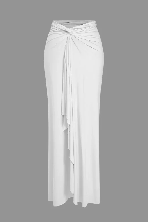 MICAS Maxi Dresses-Solid Reversible Asymmetrical Tie-Up Maxi Dress