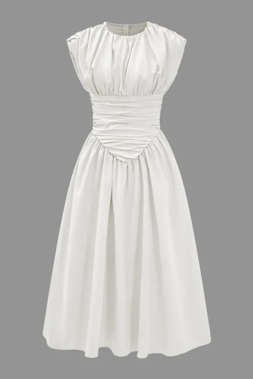 MICAS Midi Dresses-Solid Ruched Midi Dress