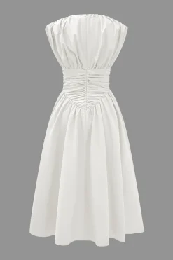 MICAS Midi Dresses-Solid Ruched Midi Dress