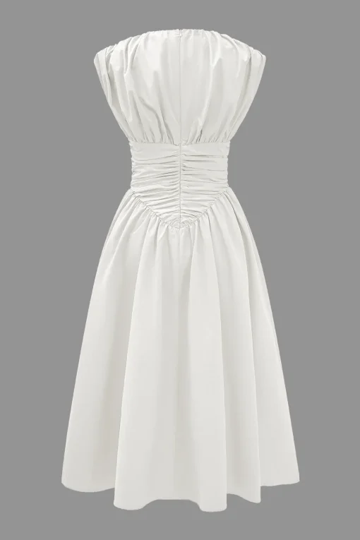 MICAS Midi Dresses-Solid Ruched Midi Dress