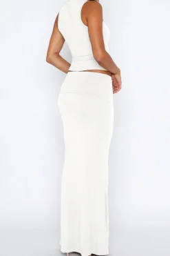 MICAS Skirt Sets-Solid Tank Top And Mermaid Maxi Skirt Set GRAY