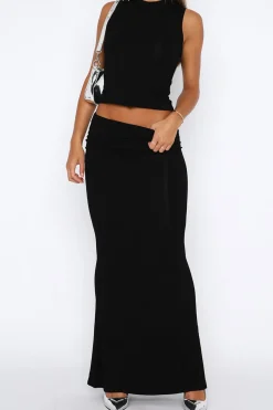 MICAS Skirt Sets-Solid Tank Top And Mermaid Maxi Skirt Set GRAY