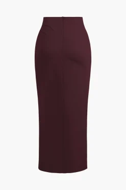 MICAS Skirts-Solid Twist Knot Irregular Skirt