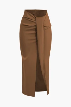 MICAS Skirts-Solid Twist Knot Irregular Skirt