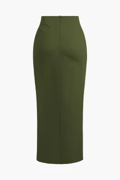 MICAS Skirts-Solid Twist Knot Irregular Skirt