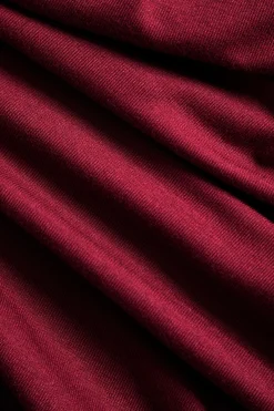 MICAS Mini Dresses-Solid Twisted Asymmetrical Mini Dress BURGUNDY