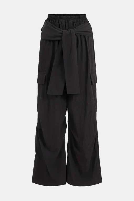 MICAS Pants-Strappy Wide-Leg Trousers BLACK