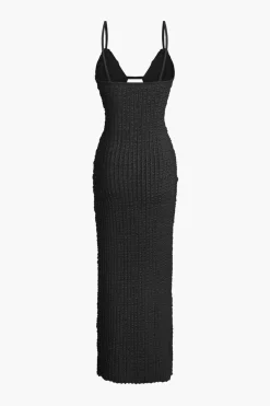 MICAS Maxi Dresses-Textured Cut Out Slit Cami Maxi Dress