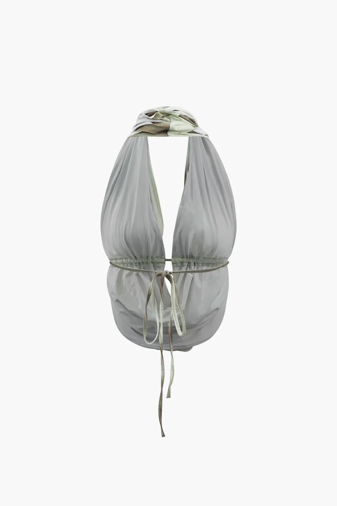 MICAS Skirt Sets-Tie Dye Destroyed Halter Top And Asymmetric Mini Skirt Set GRAY