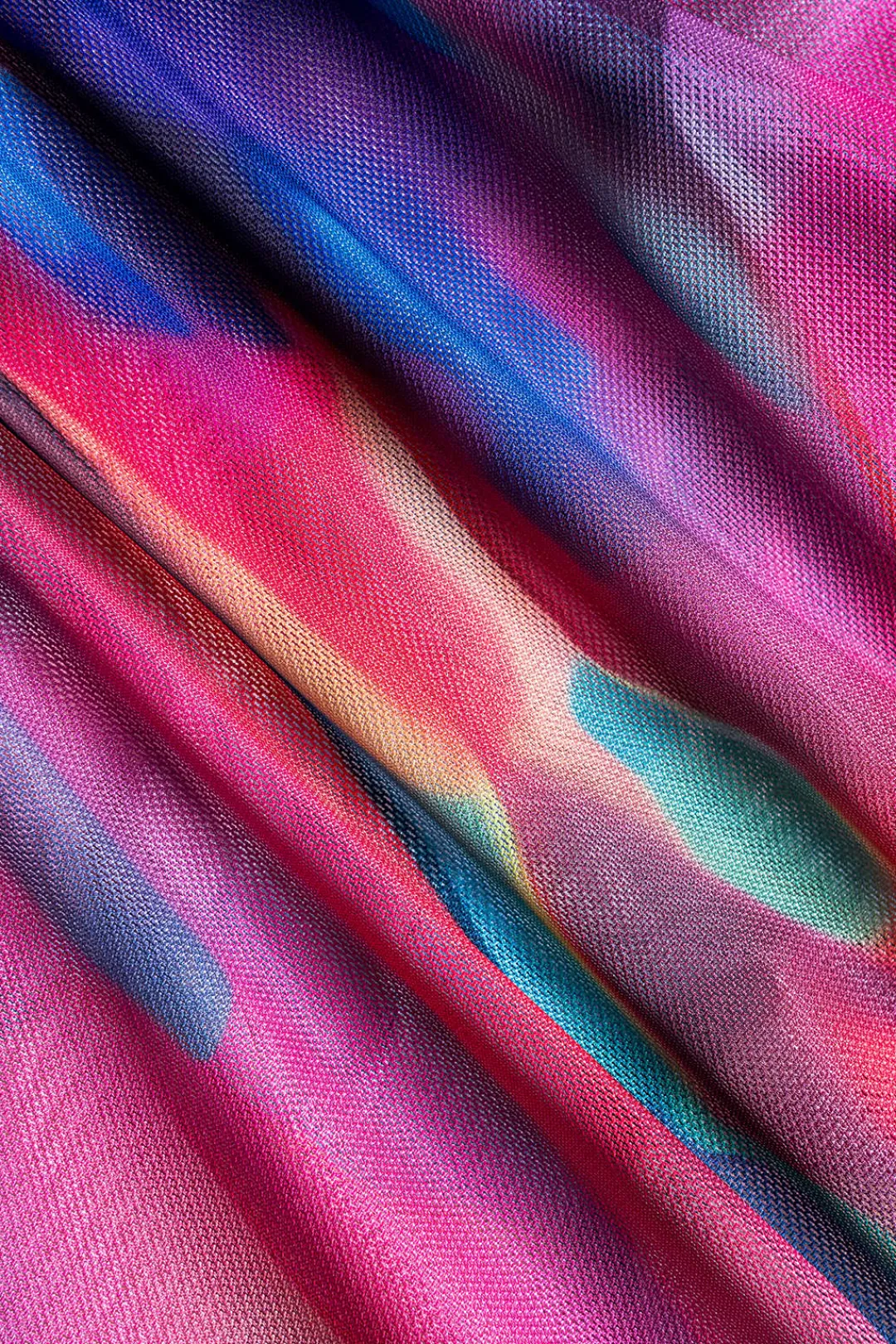 MICAS Bodysuits-Tie Dye Print Mesh Long Sleeve Sheer Bodysuit MULTICOLOR