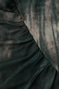 MICAS Long Sleeve Tops|Long Sleeves Tops-Tie Dye Ruched Mesh Long Sleeve Top MOCHA