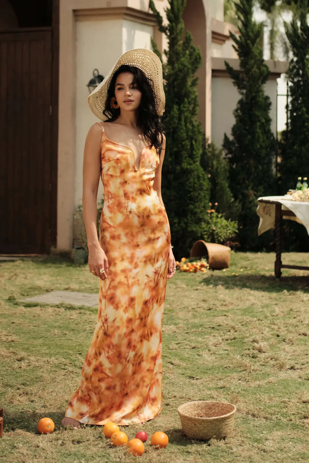 MICAS Maxi Dresses-Tie Dye V-neck Backless Slip Maxi Dress MULTICOLOR