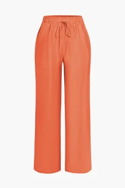 MICAS Pant Sets|Vacation Sets-Tie Front Shirt And Wide Leg Pants Set