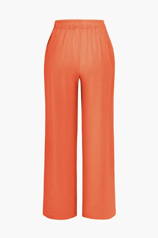 MICAS Pant Sets|Vacation Sets-Tie Front Shirt And Wide Leg Pants Set