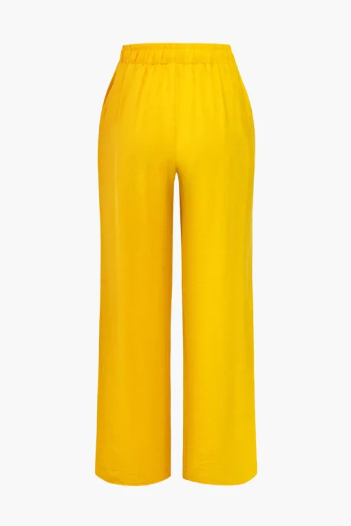 MICAS Pant Sets|Vacation Sets-Tie Front Shirt And Wide Leg Pants Set