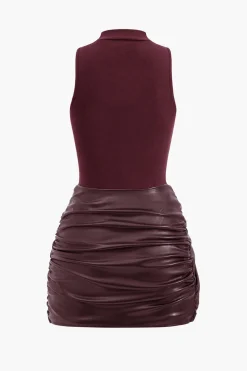 MICAS Mini Dresses-Tie Front Sleeveless Mini Dress