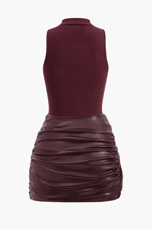 MICAS Mini Dresses-Tie Front Sleeveless Mini Dress