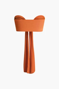 MICAS Pant Sets|Vacation Sets-Tie Knot Front Ruched Tube Top And Pleated Wide Leg Pants