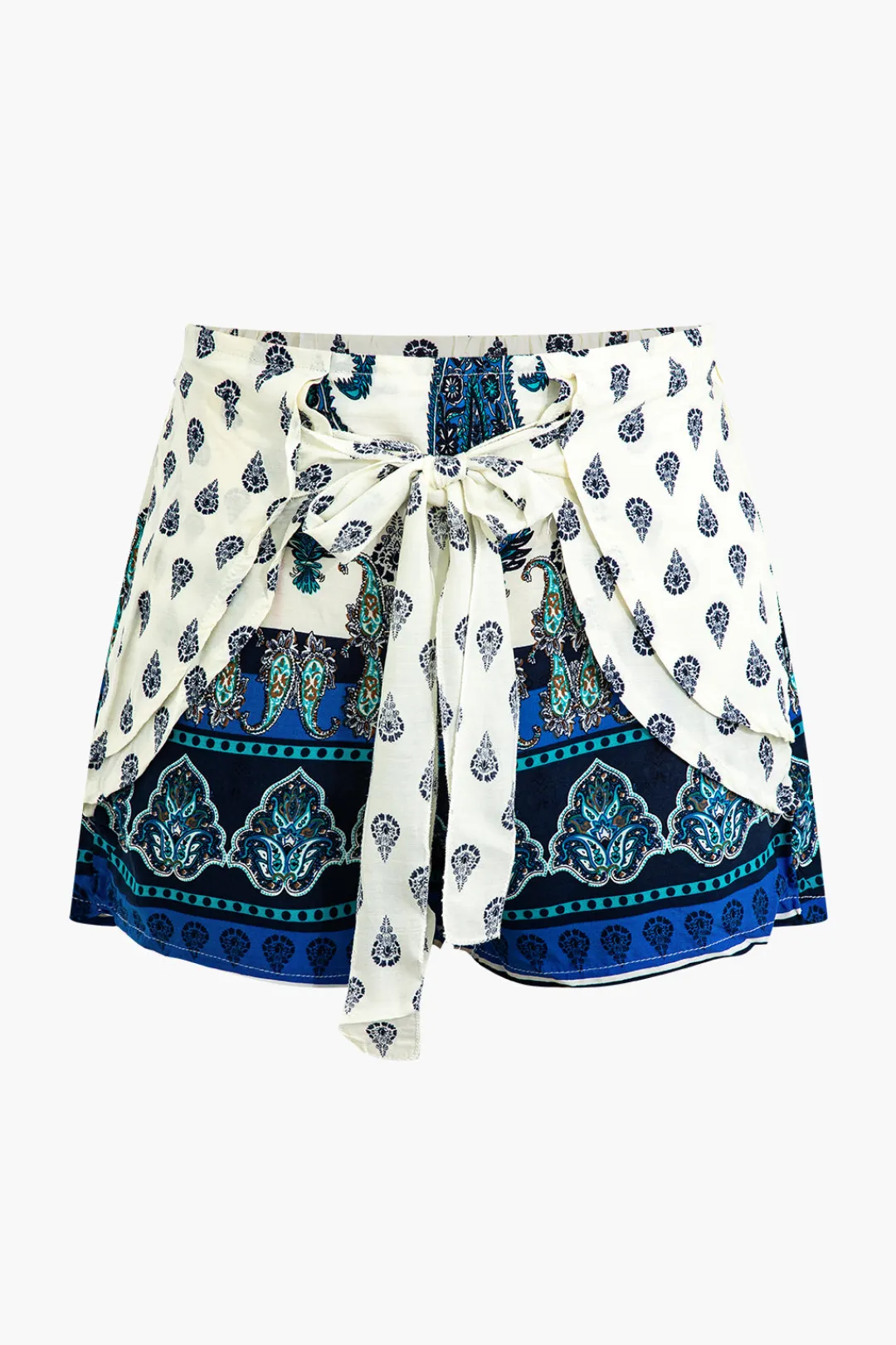 MICAS Shorts-Tropical Print Knot Skort Contrast Color